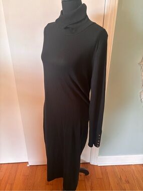 Lauren Ralph Lauren Black Turtleneck Long Sleeve Dress 16